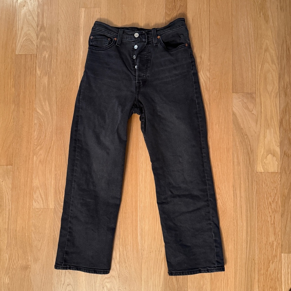 Levi's Ribcage Jeans Staight Fit Ankle Black High Rise Women’s 27 x 27